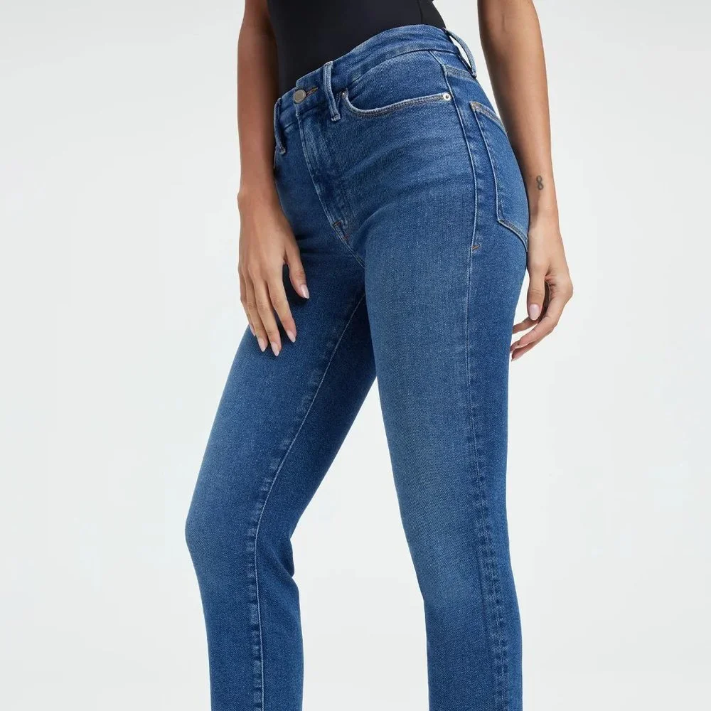 NWT Good American Good Classic Skinny Jeans Cut-Off Raw Hem - Size 0 - Picture 4 of 7
